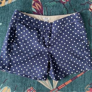 J Crew Factory Navy and White Polka Dot Chino Shorts Size 2